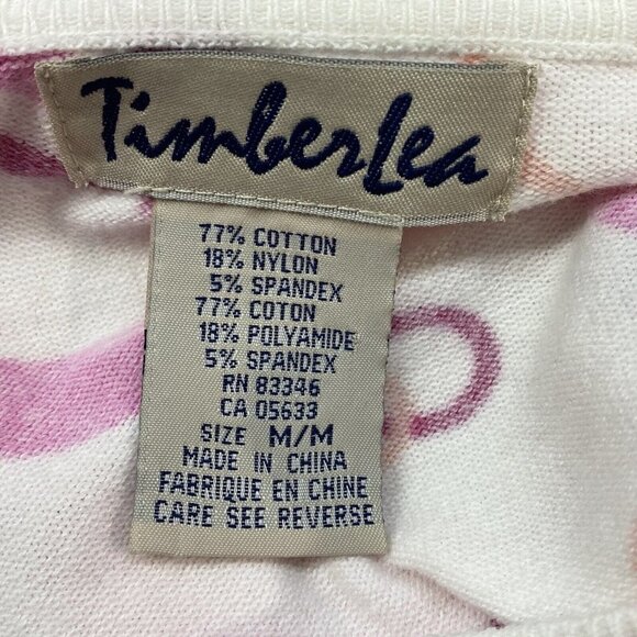 TIMBERLEA Sweater Button Front Long Sleeve White Pink M 63-9 - Picture 11 of 12